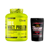 Proteína Whey 2kg y Creatina en envases de alta calidad para ganancia muscular y recuperación.